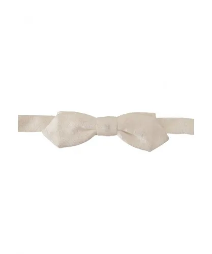 Dolce & Gabbana Mens White 100% Silk Slim Adjustable Neck Papillon Tie - One