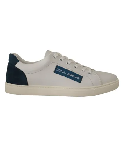 Dolce & Gabbana Mens White Blue Leather Low Top Sneakers