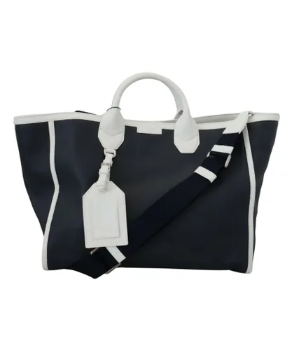 Dolce & Gabbana Mens White Blue Leather Shopping Tote Bag - One Size