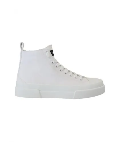 Dolce & Gabbana Mens White Canvas Cotton High Tops Sneakers Shoes