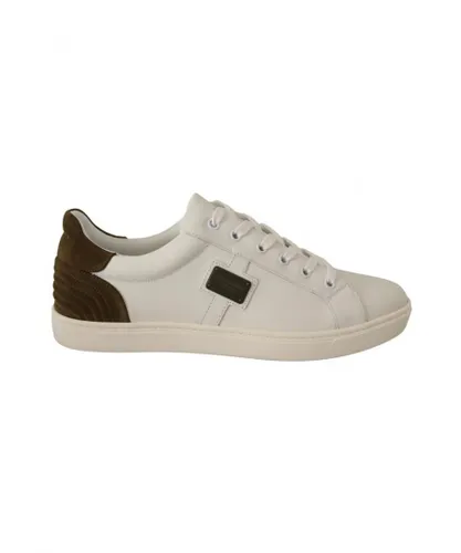 Dolce & Gabbana Mens White Suede Leather Low Tops Sneakers