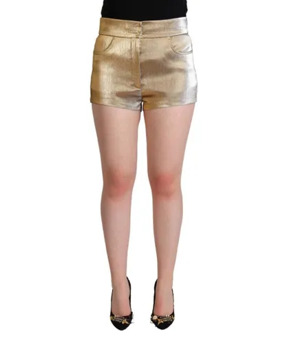 Dolce & Gabbana Metallic Gold Cotton Mid Waist Hot Pants WoMens Shorts