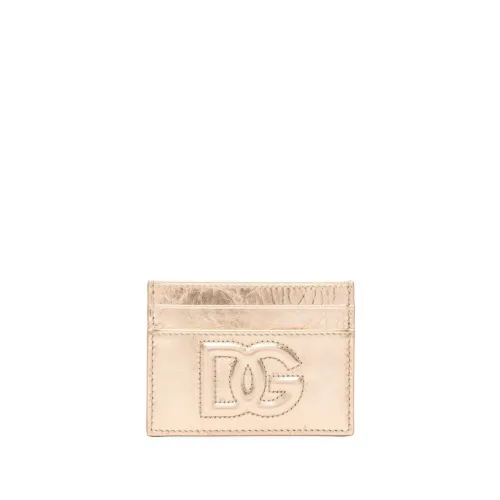 Dolce & Gabbana , Metallic Pink Logo Card Holder ,Yellow female, Sizes: ONE SIZE