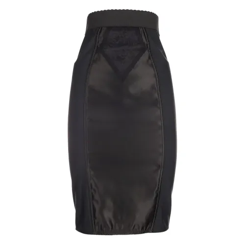 Dolce & Gabbana , Midi Skirt - Regular Fit - All-Weather - 90% Polyamide, 10% Elastane ,Black female, Sizes: