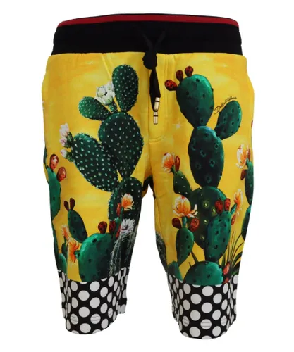 Dolce & Gabbana Multicolor Cactus Print Cotton Sweat Mens Shorts - Multicolour