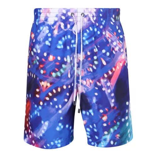 Dolce & Gabbana , Multicolor Luminarie Print Swim Shorts ,Blue male, Sizes: