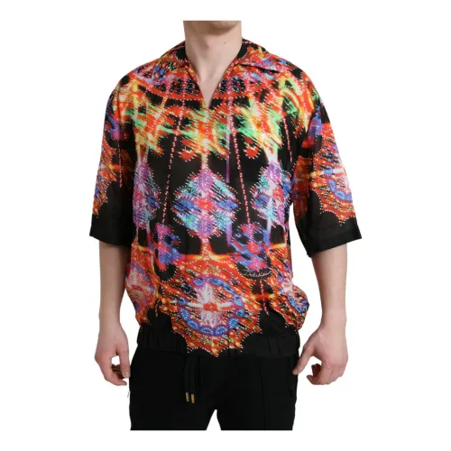 Dolce & Gabbana , Multicolor Luminary Print Cotton T-shirt ,Multicolor male, Sizes: