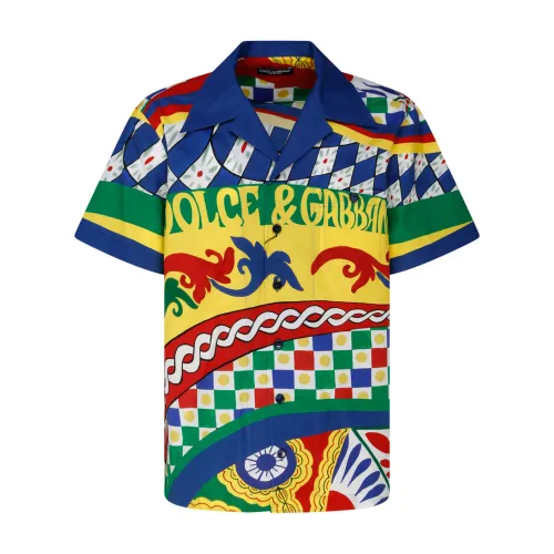 Dolce & Gabbana , Multicolour Carretto Print Shirt ,Multicolor male, Sizes: