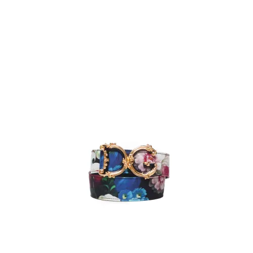 Dolce & Gabbana , MultiColour Charmeuse Belt with Mushroom Clasp ,Multicolor female, Sizes: