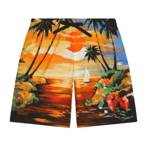 Dolce & Gabbana , Multicolour Graphic Print Kids Bermuda Shorts ,Multicolor male, Sizes: