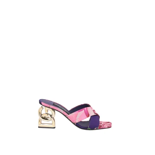 Dolce & Gabbana , MultiColour Jacquard Sandal with DG Heel ,Multicolor female, Sizes: