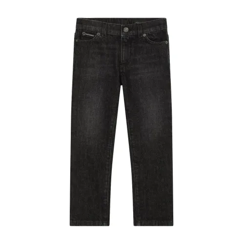 Dolce & Gabbana , MultiColour Stonewashed Straight-Leg Jeans ,Black male, Sizes: