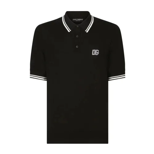 Dolce & Gabbana , N0000 Black Polo Shirt ,Black male, Sizes: