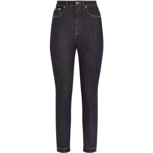 Dolce & Gabbana , Navy Blue High-Waisted Jeans ,Black female, Sizes: