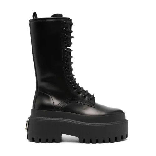 Dolce & Gabbana , Nero Leather High Boot ,Black female, Sizes: