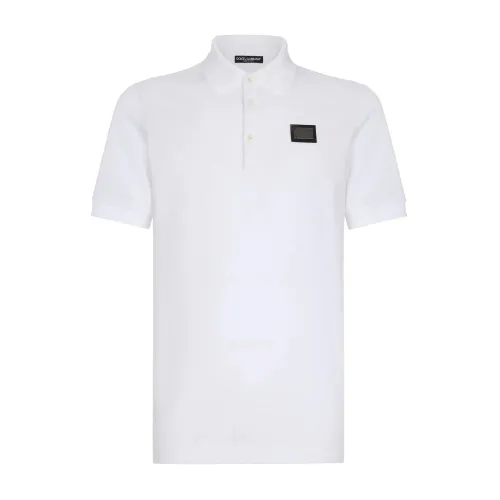 Dolce & Gabbana , Optical White Piqué Polo Shirt ,White male, Sizes:
