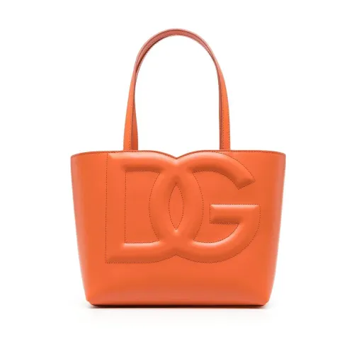 Dolce & Gabbana , Orange Logo Embossed Tote Bag ,Orange female, Sizes: ONE SIZE