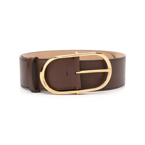 Dolce & Gabbana , Oval Buckle Brown Leather Belt ,Brown female, Sizes: