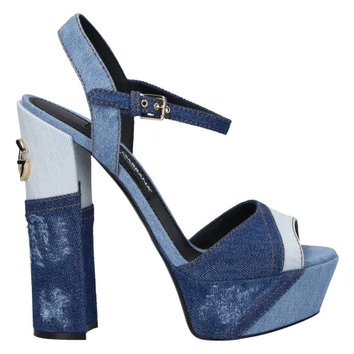 Dolce & Gabbana , Patchwork Denim Platform Sandals ,Blue female, Sizes: