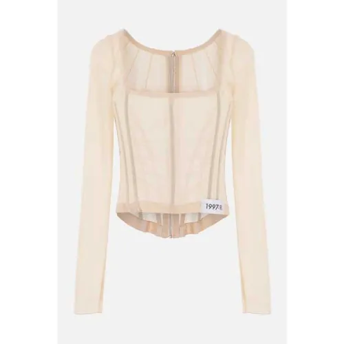 Dolce & Gabbana , Pink Corseted Cropped Top ,Beige female, Sizes: