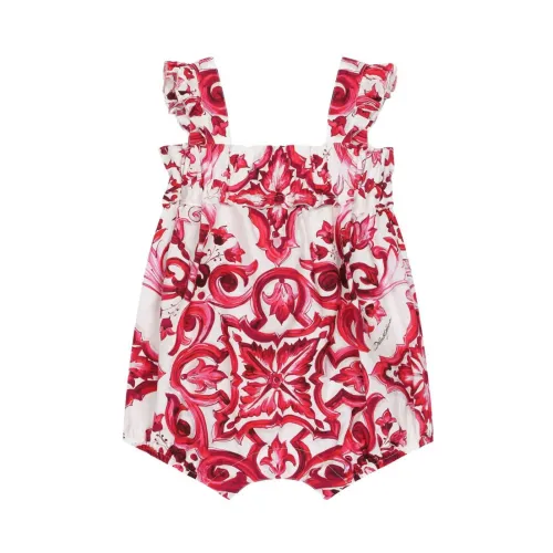 Dolce & Gabbana , Pink Majolica Print Baby Romper ,Multicolor female, Sizes: