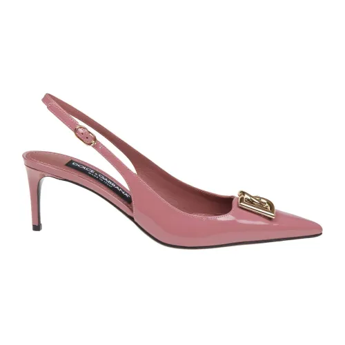 Dolce & Gabbana , Pink Patent Slingback with Metal Logo ,Pink female, Sizes: