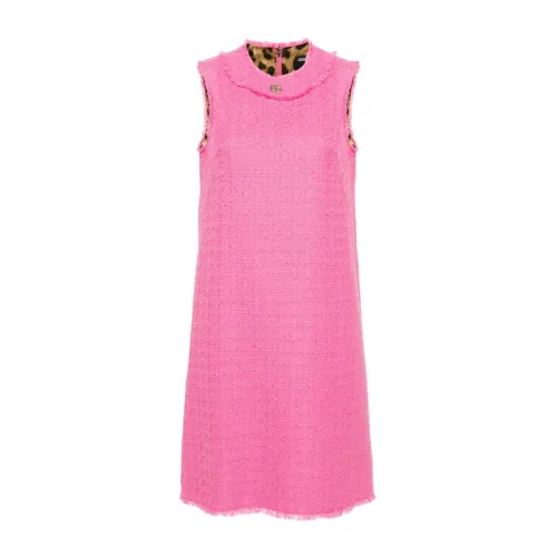 Dolce & Gabbana , Pink Wool Blend Tweed Dress ,Pink female, Sizes: