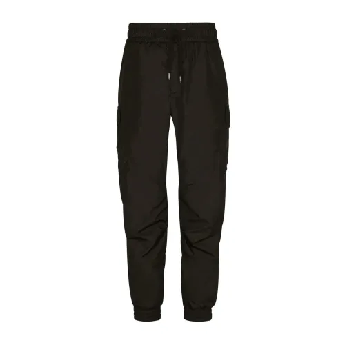 Dolce & Gabbana , Plaque Tech Tapered Cargo Pants ,Black male, Sizes: