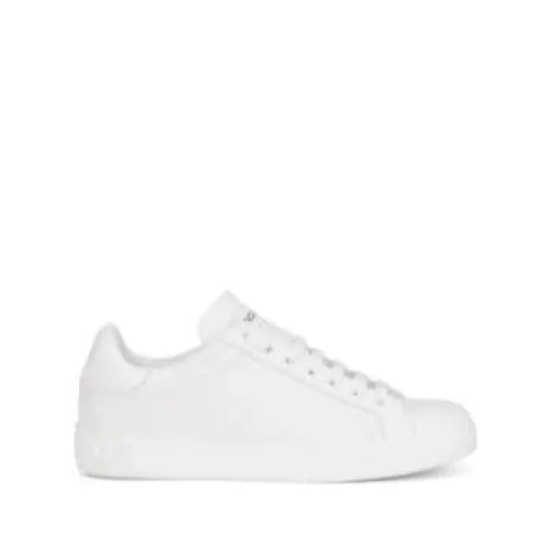 Dolce & Gabbana , Portofino Leather Sneakers ,White male, Sizes: