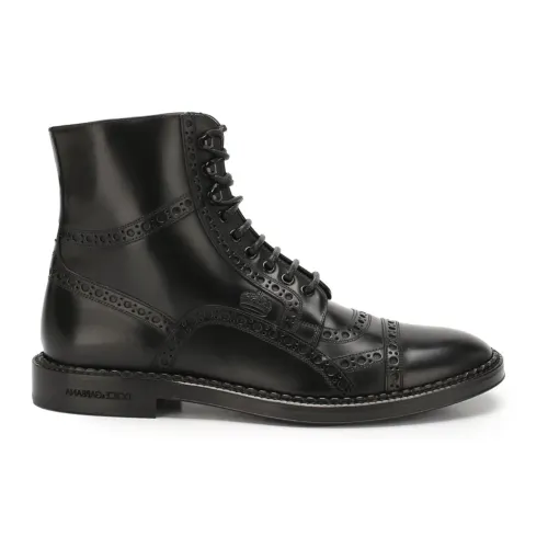 Dolce & Gabbana , Premium Leather Ankle Boots ,Black male, Sizes: