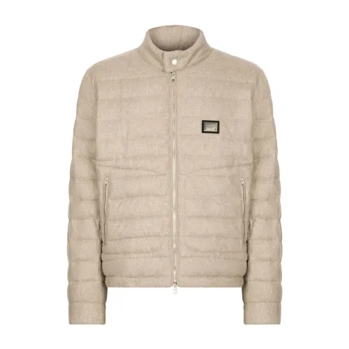 Dolce & Gabbana , Quilted Cashmere Jacket ,Beige male, Sizes: