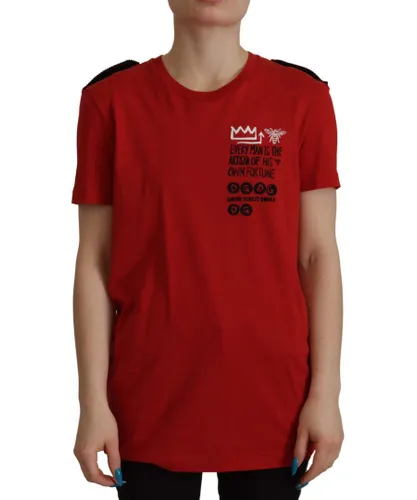 Dolce & Gabbana Red Amor Vincit Omnia Crewneck WoMens T-shirt Cotton