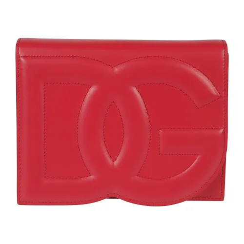 Dolce & Gabbana , Red Leather DG Logo Clutch ,Red female, Sizes: ONE SIZE