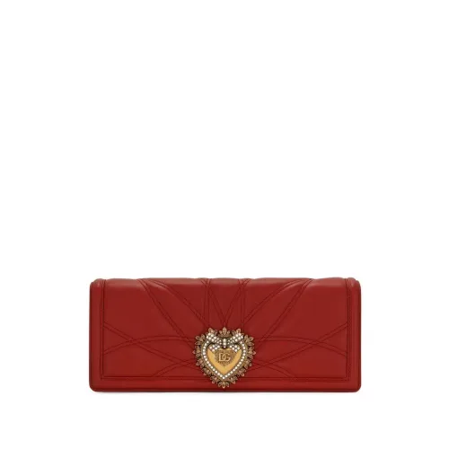 Dolce & Gabbana , Red Logo-Plaque Leather Clutch Bag ,Red female, Sizes: ONE SIZE