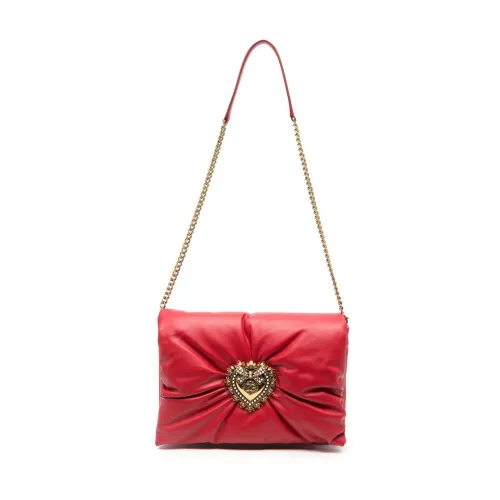 Dolce & Gabbana , Red Logo-Plaque Shoulder Bag ,Red female, Sizes: ONE SIZE