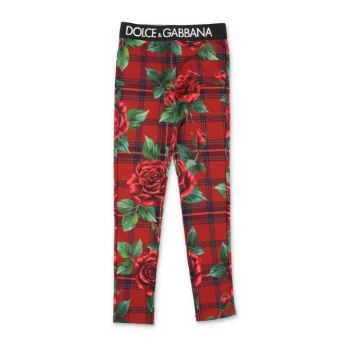 Dolce & Gabbana , Red Tartan Back to School Leggings ,Red female, Sizes:
