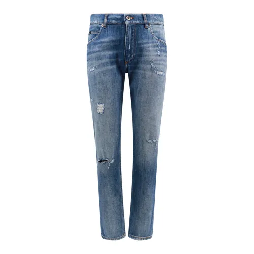 Dolce & Gabbana , Ripped Cotton Jeans ,Blue male, Sizes: