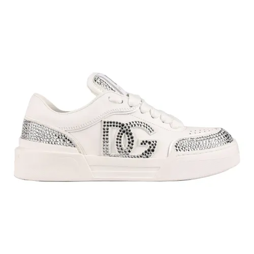 Dolce & Gabbana , Roma Leather Sneakers Made in Italy ,White female, Sizes: