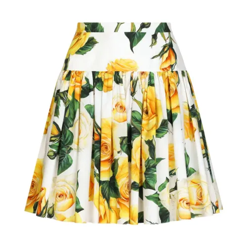Dolce & Gabbana , Rose Print Flared Skirt ,Multicolor female, Sizes: