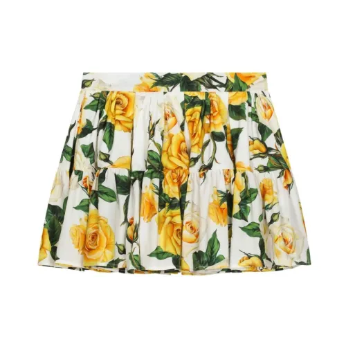 Dolce & Gabbana , Rose Print Multicolored Cotton Skirt ,Multicolor female, Sizes: