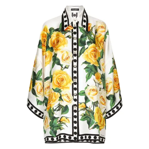 Dolce & Gabbana , Rose-print silk shirt ,Multicolor female, Sizes: