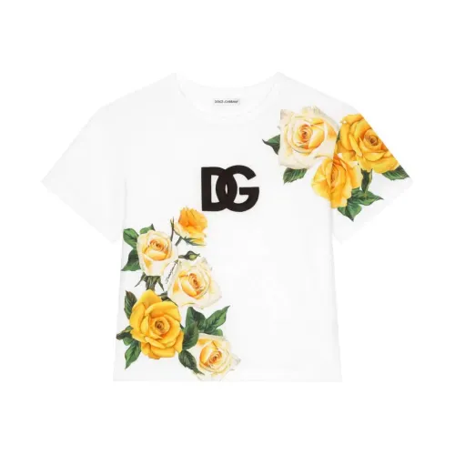 Dolce & Gabbana , Rose T-Shirt ,White male, Sizes: