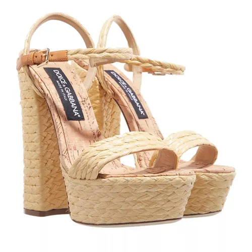 Dolce&Gabbana Sandals - Woven Raffia Platform Sandals - beige - Sandals for ladies