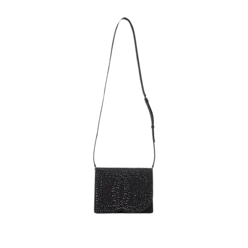 Dolce & Gabbana , Satin DG Logo Rhinestone Bag ,Black female, Sizes: ONE SIZE
