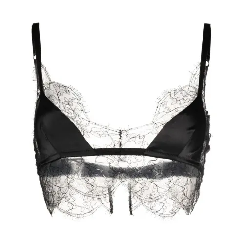 Dolce & Gabbana , Satin Lace Triangle Bra ,Black female, Sizes: