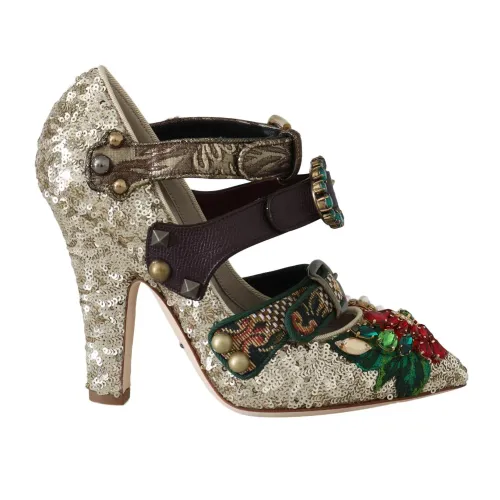 Dolce & Gabbana , Sequined Crystal Studs Heels ,Multicolor female, Sizes: