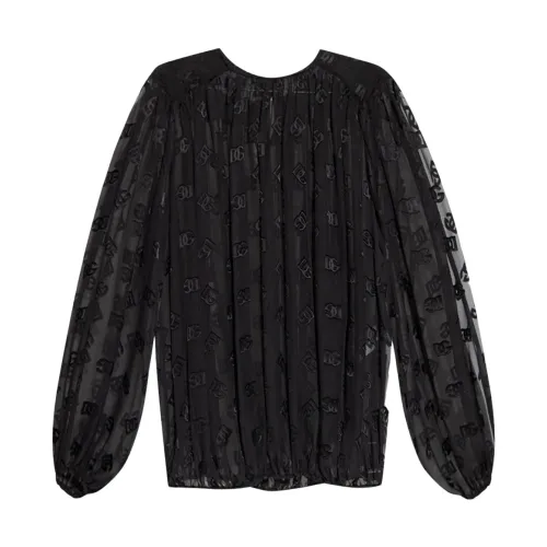 Dolce & Gabbana , Sheer top with monogram ,Black female, Sizes: