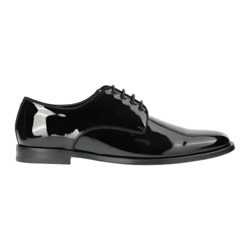Dolce & Gabbana , Shiny Black Lace-Up Shoe ,Black male, Sizes: