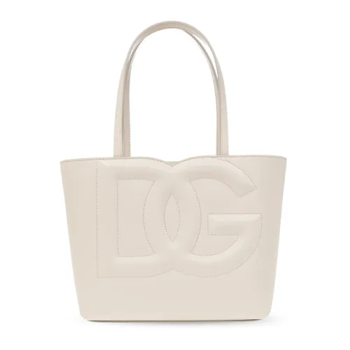 Dolce & Gabbana , Shopper bag with logo ,Beige female, Sizes: ONE SIZE