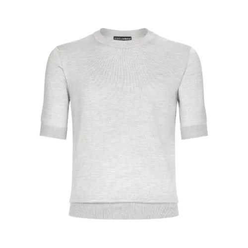Dolce & Gabbana , short-sleeve silk T-shirt ,Gray male, Sizes: